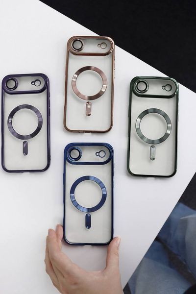 Чехол Shining с MagSafe для iPhone 16 &mdash; блестящий &mdash; Rose Gold / Малиновый A3347 фото