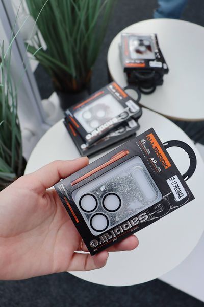 Скло захисне на камеру Glitter Camera Protector для iPhone 17 PRO MAX &mdash; Black / Чорний A25034 фото