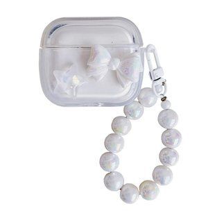 Чохол з бантиком для AirPods 1 | 2 &mdash; силіконовий &mdash; Clear/Pearl / Прозорий/Перламутр A30832 фото