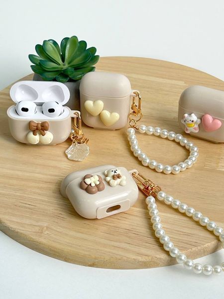 Чехол с бантиком для AirPods 3 &mdash; силиконовый &mdash; Clear/Pearl / Прозрачный/Перламутр A31381 фото