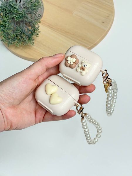 Чехол с бантиком для AirPods 3 &mdash; силиконовый &mdash; Clear/Pearl / Прозрачный/Перламутр A31381 фото