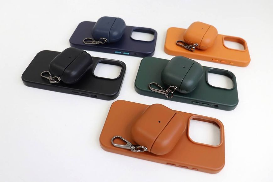Чехол Leather Case для AirPods 4 &mdash; кожаный &mdash; Midnight Blue / Тёмно-синий A31608 фото