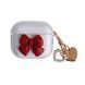 Чехол с бантиком для AirPods 3 &mdash; силиконовый &mdash; Transparent Red / Прозрачный/Красный A31402 фото