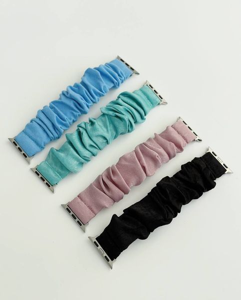 Ремешок Scrunchie для Apple Watch 42mm (Series 1-3) / 44mm / 45mm / 46mm / 49mm Ultra &mdash; тканевый &mdash; Black / Чёрный A26750 фото